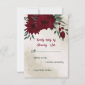 Cartons Réponse Fleurs bourguignonnes mariage (Devant)