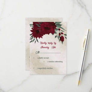 Cartons Réponse Fleurs bourguignonnes mariage