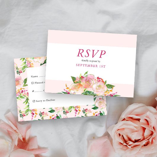 Cartons Réponse Fleurs Chic Rose et Or