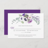 Cartons Réponse Fleurs d'aquarelle blanche violette Lavande | (Devant / Derrière)