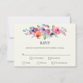 Cartons Réponse Fleurs d'aquarelle simples Mariage élégant moderne (Devant)