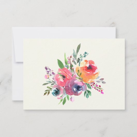 Cartons Réponse Fleurs d'aquarelle simples Mariage élégant moderne (Dos)