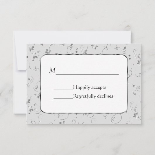 Cartons Réponse Fleurs d'argent sur Mariage gris (Devant)