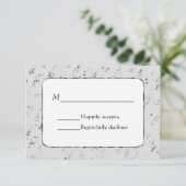 Cartons Réponse Fleurs d'argent sur Mariage gris (Debout devant)