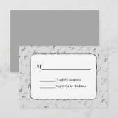 Cartons Réponse Fleurs d'argent sur Mariage gris (Devant / Derrière)