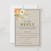 Cartons Réponse Fleurs d'automne Floral Automne Orange Vert Mariag (Devant)