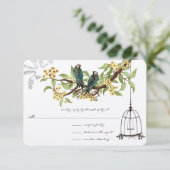 Cartons Réponse Fleurs de cerisier jaune Oiseaux Turquoises cage d (Debout devant)