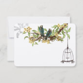 Cartons Réponse Fleurs de cerisier jaune Oiseaux Turquoises cage d (Dos)