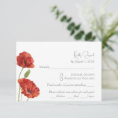 Cartons Réponse Fleurs de coquelicot aquarelle rouge élégant Maria (Debout devant)