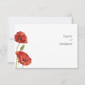 Cartons Réponse Fleurs de coquelicot aquarelle rouge élégant Maria (Dos)