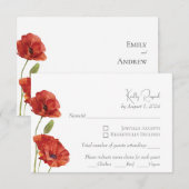 Cartons Réponse Fleurs de coquelicot aquarelle rouge élégant Maria (Devant / Derrière)