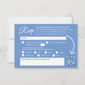 Cartons Réponse Fleurs de delphinium bleu aquarelle mariage QR cod (Dos)