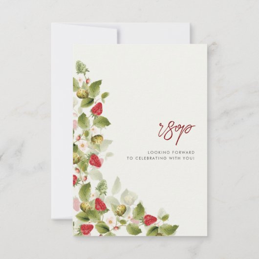 Cartons Réponse Fleurs de fraises rouges sucrées Mariage (Dos)