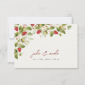 Cartons Réponse Fleurs de fraises rouges sucrées Mariage (Dos)