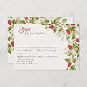 Cartons Réponse Fleurs de fraises rouges sucrées Mariage (Devant / Derrière)