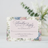 Cartons Réponse Fleurs de Hortensia délicates Mariage (Debout devant)