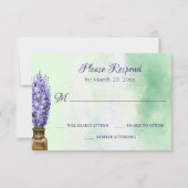 Cartons Réponse Fleurs de lavande sur Mariage de fleurs vert Sage (Devant)