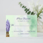 Cartons Réponse Fleurs de lavande sur Mariage de fleurs vert Sage (Debout devant)