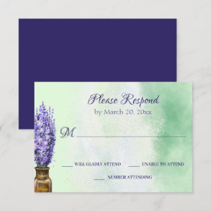 Cartons Réponse Fleurs de lavande sur Mariage de fleurs vert Sage