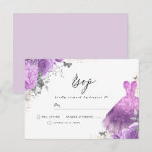 Cartons Réponse Fleurs de Lavande Violette Anniversaire Mariage (Devant / Derrière)