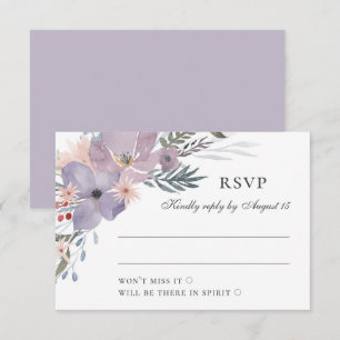 Cartons Réponse Fleurs de lilas violet à l'aquarelle. Mariage flor