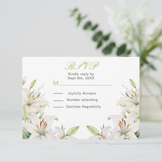 Cartons Réponse Fleurs de Lys Blancs Mariage (Debout devant)