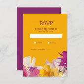 Cartons Réponse Fleurs de mariage vibrantes jaune violet (Devant / Derrière)