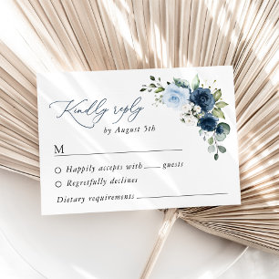 Cartons Réponse Fleurs de marine, Fleurs bleues, Boho, Mariage flo