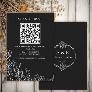Cartons Réponse Fleurs de prairie noir et blanc numérisation QR ca