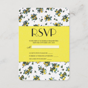 Cartons Réponse Fleurs de printemps jaunes sur papier blanc et jau