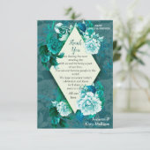 Cartons Réponse Fleurs de rose blanche sur papier motif bleu (Debout devant)