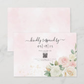 Cartons Réponse Fleurs de rose rose et blanc (Devant / Derrière)
