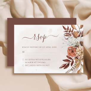 Cartons Réponse Fleurs de rouille en terre cuite Boho Mariage de f