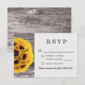 Cartons Réponse Fleurs de soleil de campagne Grange Mariage en boi (Devant / Derrière)