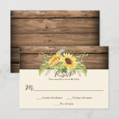 Cartons Réponse Fleurs de soleil rustiques à l'aquarelle Grange Bo (Devant / Derrière)