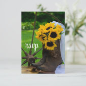 Cartons Réponse Fleurs de soleil rustiques Boot Boot Western Weddi (Debout devant)