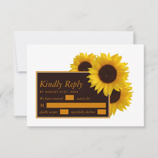 Cartons Réponse Fleurs de soleil rustiques - Mariage floral (Devant)