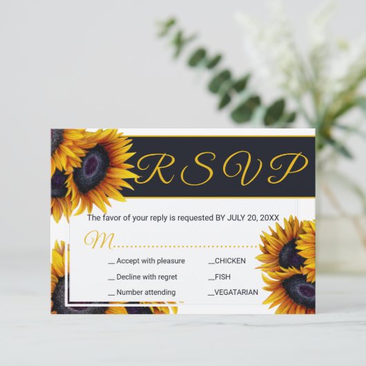 Cartons Réponse Fleurs de soleil vibrantes | Options de repas Mari (Debout devant)