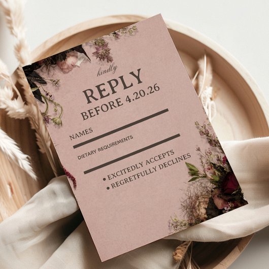 Cartons Réponse Fleurs de Teint Rose Romantique