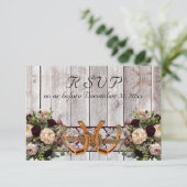 Cartons Réponse Fleurs, Dentelles et fer à cheval, Ruban Bourgogne (Debout devant)