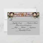 Cartons Réponse Fleurs, Dentelles et fer à cheval, Ruban Bourgogne (Dos)