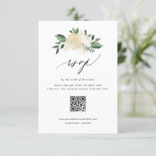 Cartons Réponse Fleurs d'ivoire doux et Mariage de verdure QR Code