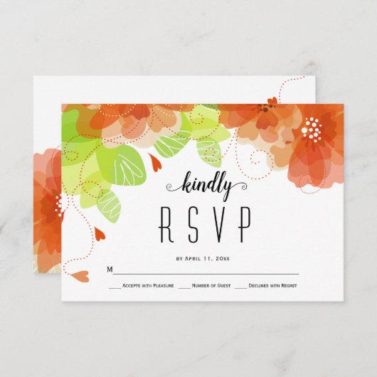 Cartons Réponse Fleurs d'oranges éthérées mariage de automne flora (Devant / Derrière)