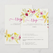 Cartons Réponse Fleurs d'orchidées violettes roses Mariage de cour (Devant / Derrière)