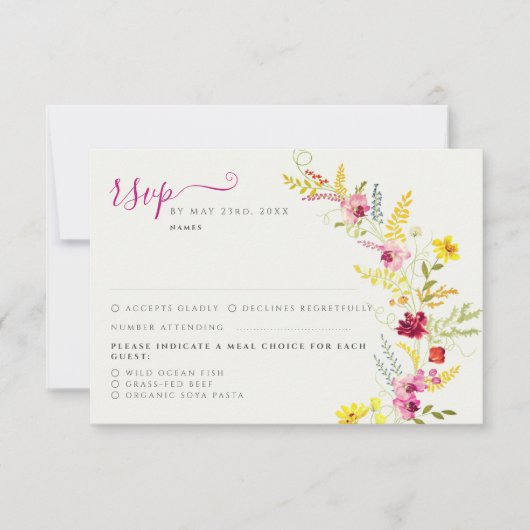 Cartons Réponse Fleurs d'orchidées violettes roses Mariage de cour (Devant)