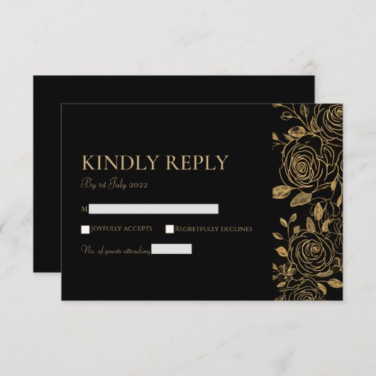 Cartons Réponse FLEURS Dorées (Devant / Derrière)