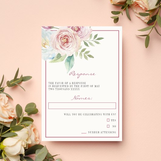 Cartons Réponse Fleurs Douces Romantiques de Teinte Rose Mauve