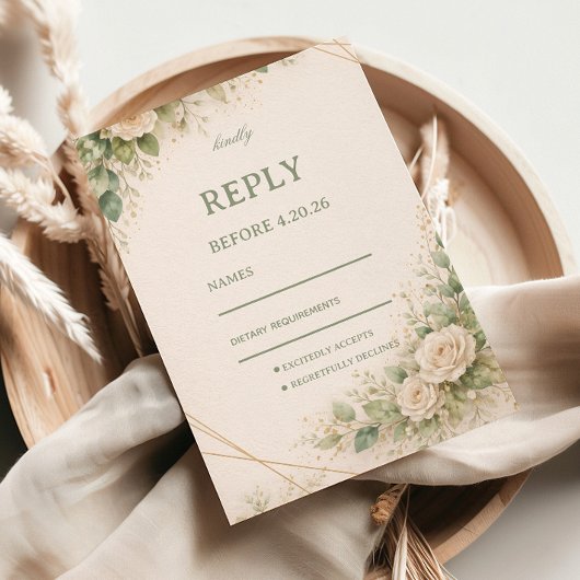 Cartons Réponse Fleurs élégantes de verdure neutre