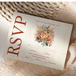 Cartons Réponse Fleurs en terre cuite rouille Mariage de automne o