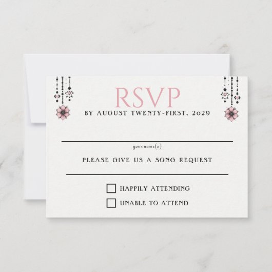 Cartons Réponse Fleurs et lanternes roses (Devant)